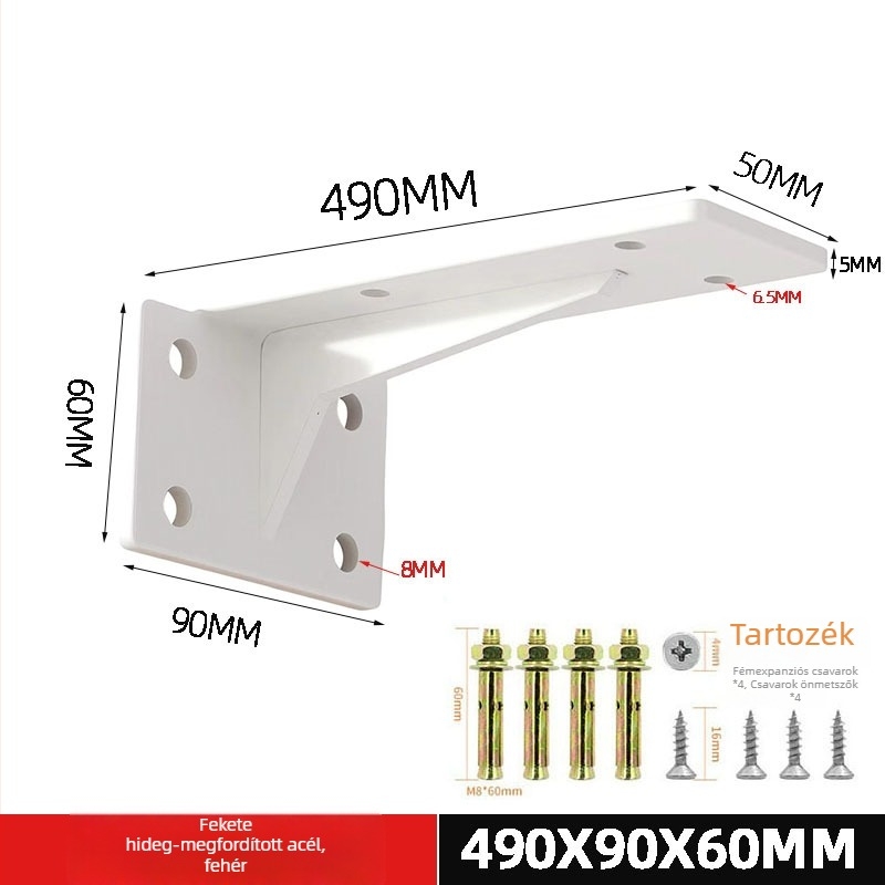 Fali polctartó, háromszög alakú állvány láthatatlan rövid alap, teherbíró polcok és szekrények támogatása, modern-minimalista stílus, modell c256222, hidegen hengerelt acél