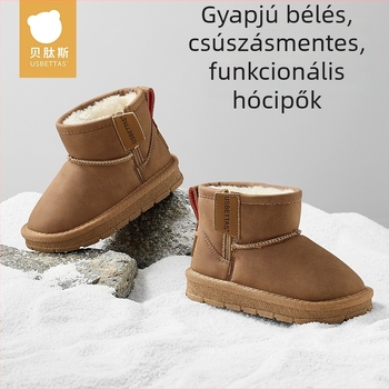 Belleptide gyerekek téli hócsizmája, 2025 tél, belső fleece bélés, középmagasságú, meleg, csúszásmentes fiúknak és lányoknak