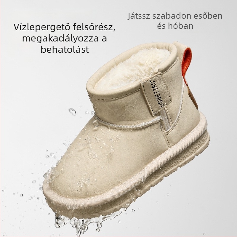 Belleptide gyerekek téli hócsizmája, 2025 tél, belső fleece bélés, középmagasságú, meleg, csúszásmentes fiúknak és lányoknak