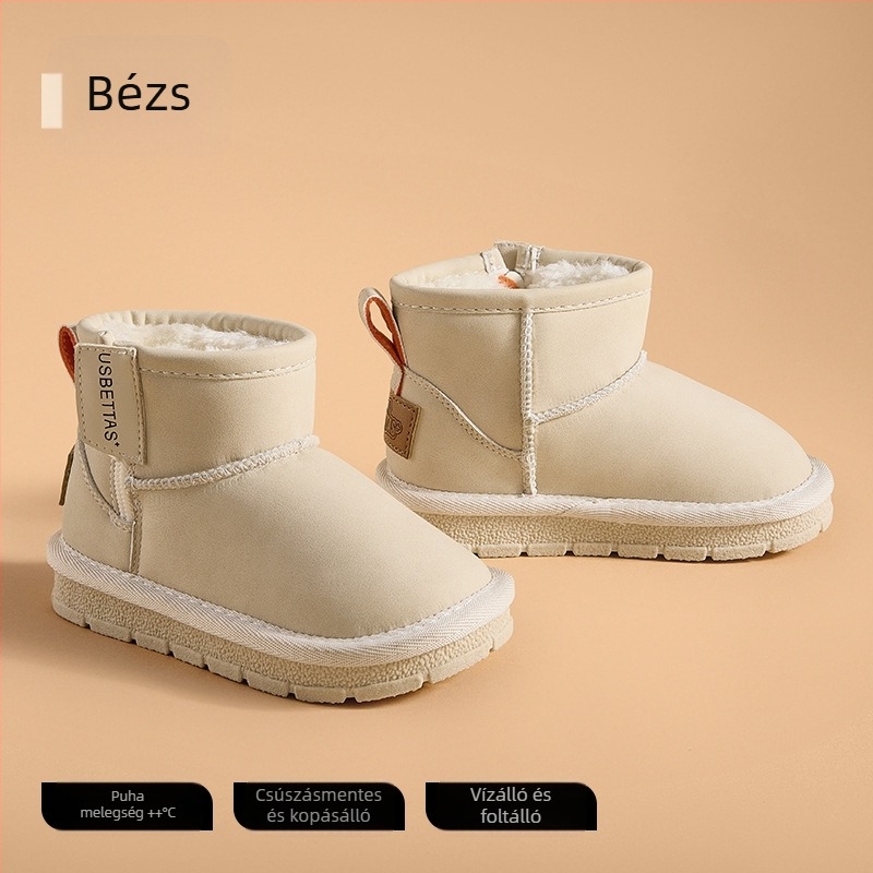 Belleptide gyerekek téli hócsizmája, 2025 tél, belső fleece bélés, középmagasságú, meleg, csúszásmentes fiúknak és lányoknak