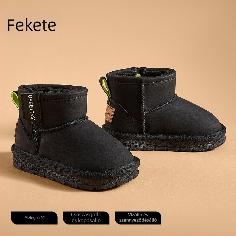 Belleptide gyerekek téli hócsizmája, 2025 tél, belső fleece bélés, középmagasságú, meleg, csúszásmentes fiúknak és lányoknak