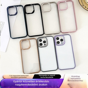 iPhone 17 tok akrilból, teljes lefedettség, ütésálló, gyémánt-díszítésű lencsekeret, iPhone 17 sorozathoz