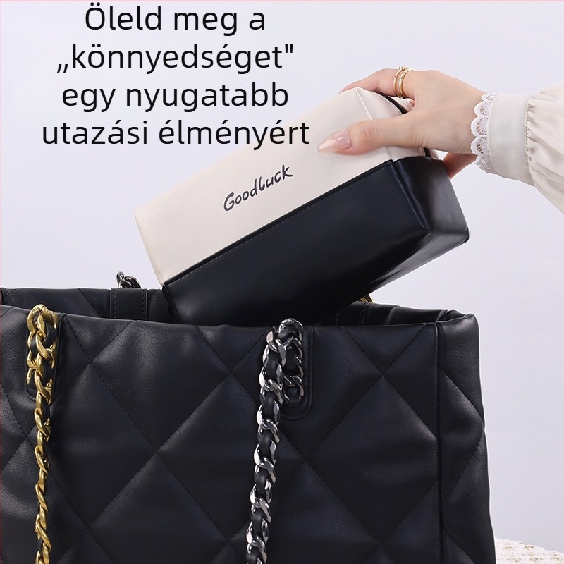 Kompakt kozmetikai táska PU külsővel, textus mintázat, poliészter belső bélés, vízálló