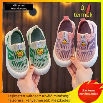 Gyerek hálós Slip-on cipő, légáteresztő, kopásálló, PVC talp, nyári mindennapi viselet