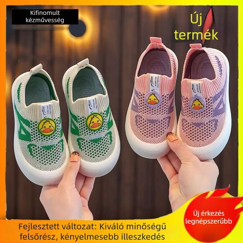 Gyerek hálós Slip-on cipő, légáteresztő, kopásálló, PVC talp, nyári mindennapi viselet
