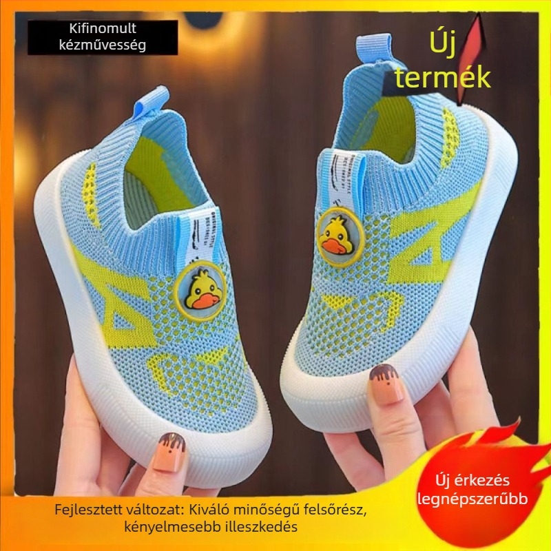 Gyerek hálós Slip-on cipő, légáteresztő, kopásálló, PVC talp, nyári mindennapi viselet