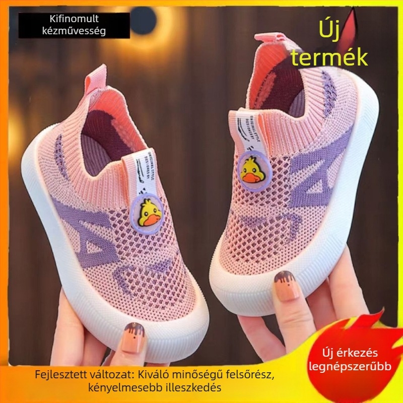 Gyerek hálós Slip-on cipő, légáteresztő, kopásálló, PVC talp, nyári mindennapi viselet