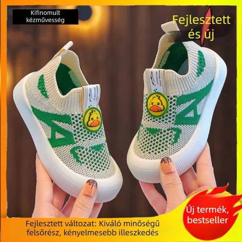 Gyerek hálós Slip-on cipő, légáteresztő, kopásálló, PVC talp, nyári mindennapi viselet