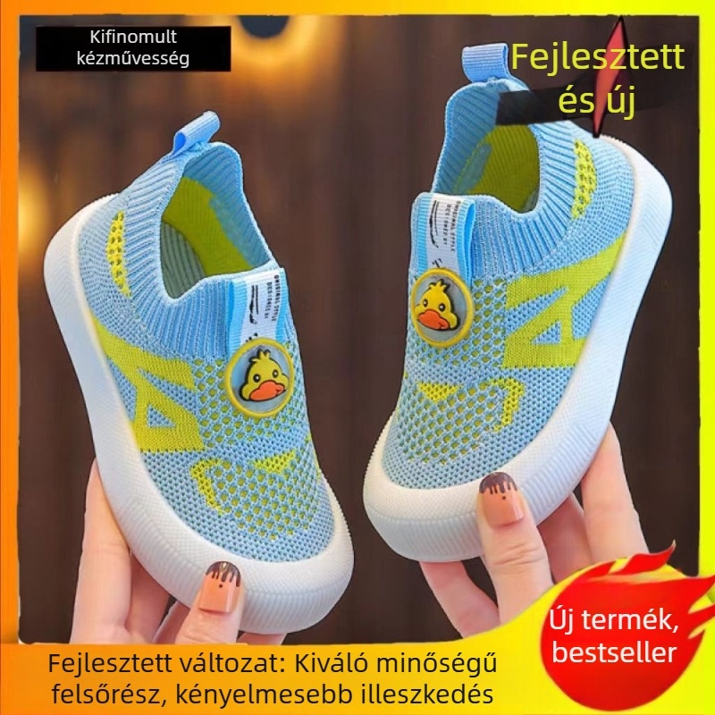 Gyerek hálós Slip-on cipő, légáteresztő, kopásálló, PVC talp, nyári mindennapi viselet
