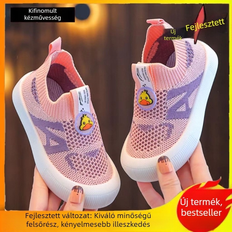 Gyerek hálós Slip-on cipő, légáteresztő, kopásálló, PVC talp, nyári mindennapi viselet