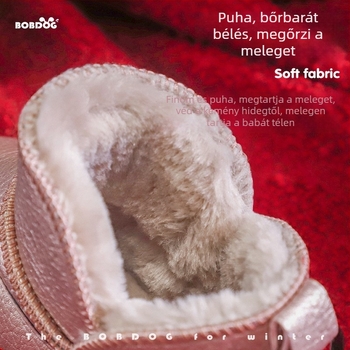 Babudou gyerekek PU bőr téli hócsizma – meleg béléses, bokáig érő rövid bakancs, uniszex