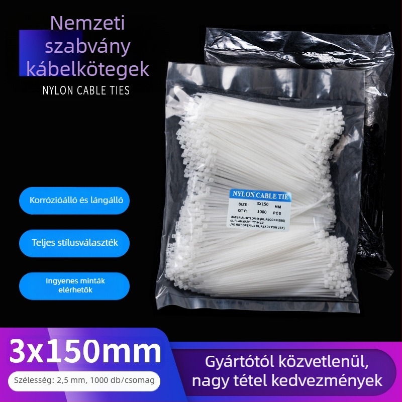 Önzáró nylon kötöző - PA66, szélesség 2,5 mm, helyszíni használatra, hidegálló