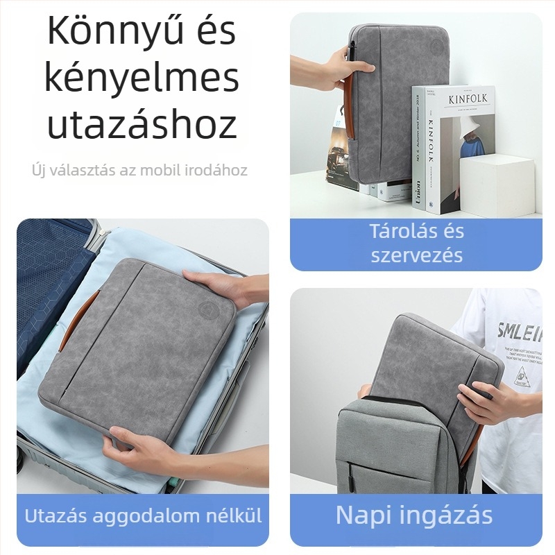 Laptop-táska – uniszex, városi minimalista stílus, fleece bélés, lélegző, vízálló, kopásálló, földrengésálló, 2023 téli