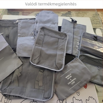 Utazási tároló táskák – 8 darabos készlet, Twill anyag, kocka alakú, összecsukható, Nordic stílus
