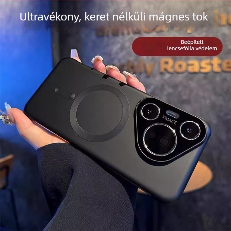 Huawei P80Pro+ keret nélküli mágneses telefonvédő a Mate60Pro számára, matt felületű metál festék bevonat, ütésálló védőtok P70