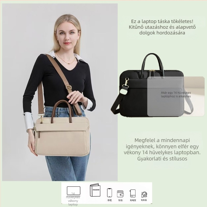 Laptop táska – vízálló, kopásálló, ütésálló, poliészter, városi egyszerűség, uniszex (Poliészter; Uniszex; Városi egyszerűség)