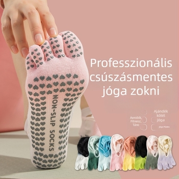 Női ötujjú jóga zokni, csúszásmentes és kopásálló, gradiens mintázat, pamut 70-80%.