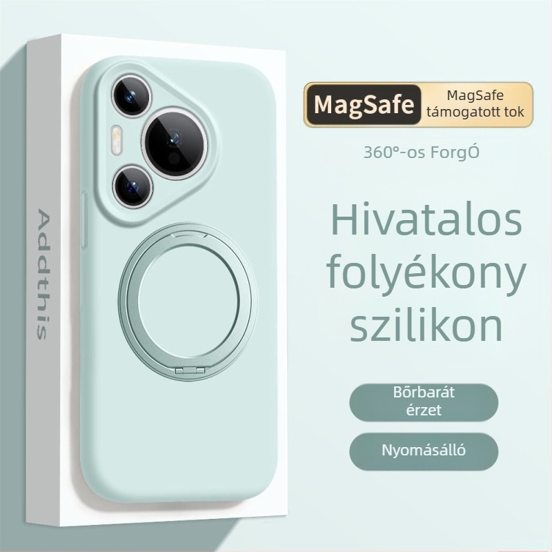 Huawei Mate 80 Pro tok folyékony szilikonból forgó állvánnyal – ütésálló, matt felület, ujjlenyomat-mentes