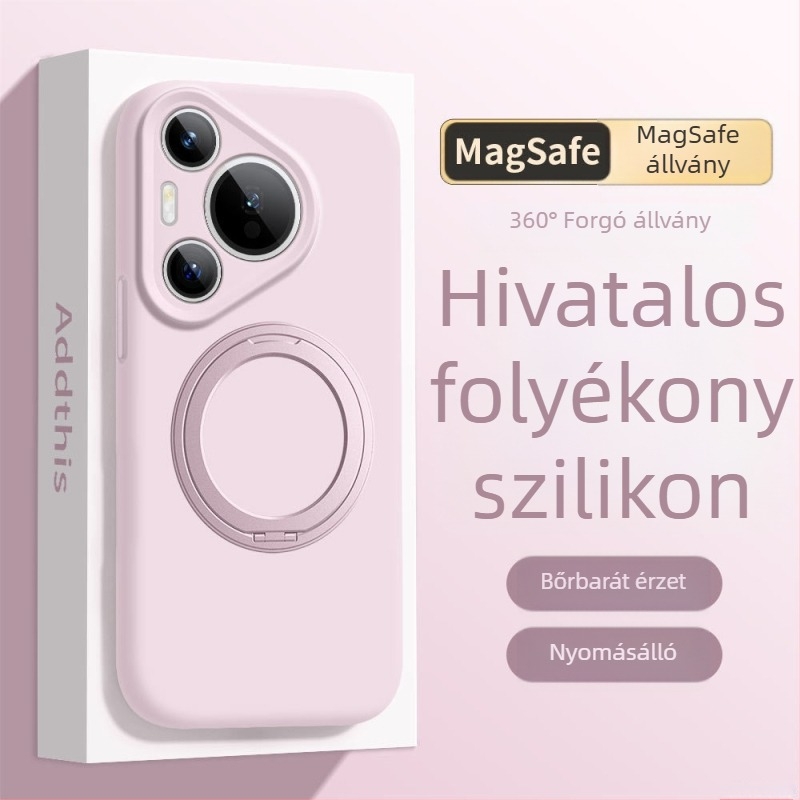 Huawei Mate 80 Pro tok folyékony szilikonból forgó állvánnyal – ütésálló, matt felület, ujjlenyomat-mentes