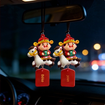 Lóév kulcstartó — PVC anyag, állati mintázat, autó belső dekoráció, a Gazdagság Istene talizmán