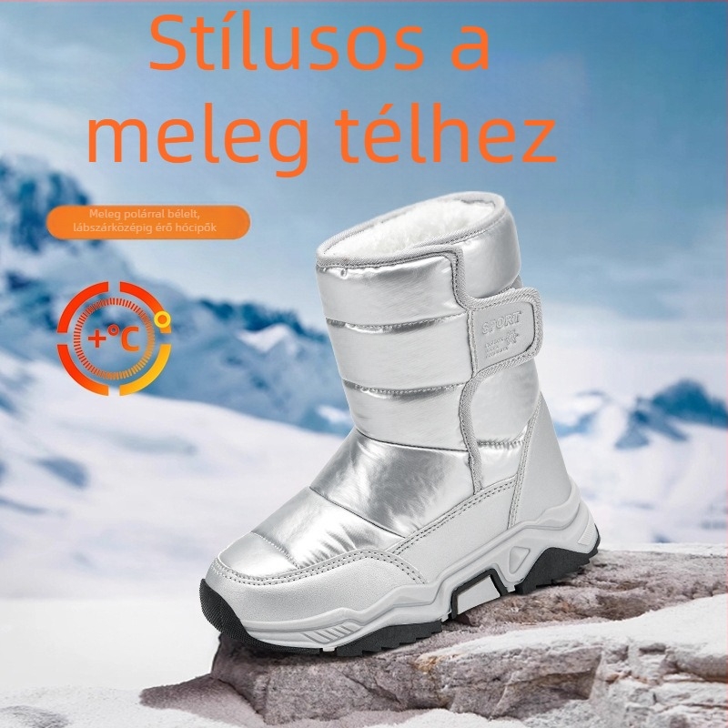 Gyerekek téli hócsizmái fleece-béléssel, vastagított, hidegálló és meleg