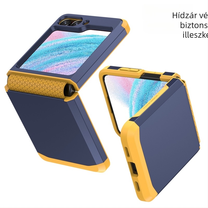 Samsung Galaxy Z Flip6/5/4/3 teljes körű védőtok összecsukható zsanérral, ütésálló, hőelvezetés, kopásálló, ujjlenyomat-mentes, TPU+PC, permetezett felület