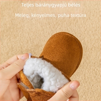 Jingshilu babacipő őszi-téli, báránygyapjú belső, pamut bélés, puha talp, Velcro-zárás, 6–12 hónapos