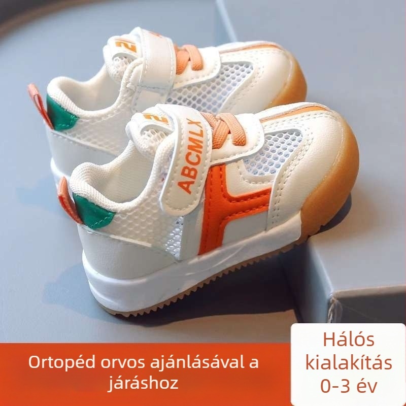 Csecsemő hálós cipő, csúszásmentes talppal, uniszex, nyár, 12–36 hónap