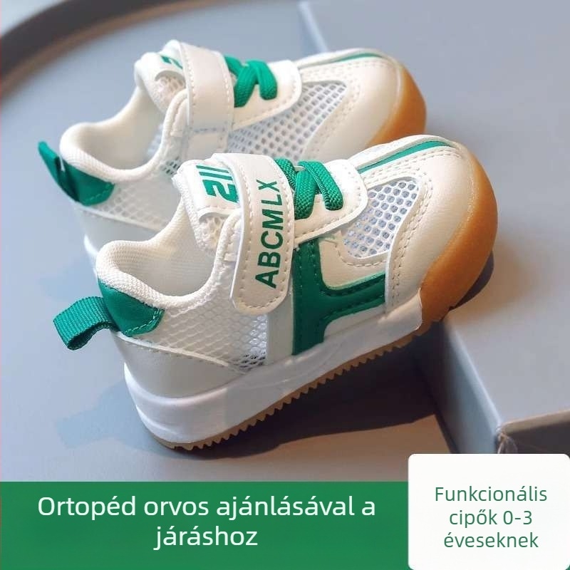 Csecsemő hálós cipő, csúszásmentes talppal, uniszex, nyár, 12–36 hónap