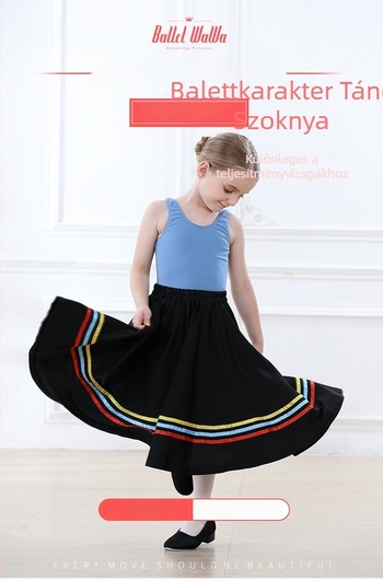 Lányok balett ruhája karaktertánc vizsgákhoz, hosszú poliészter ruha 3–8 éveseknek