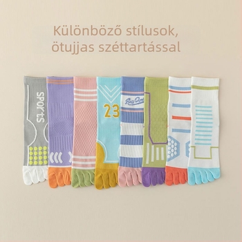 Női ötujjas pamut zokni ősz-télre, antibakteriális, dezodoráló és izzadságot felszívó, középhosszú sport zokni.
