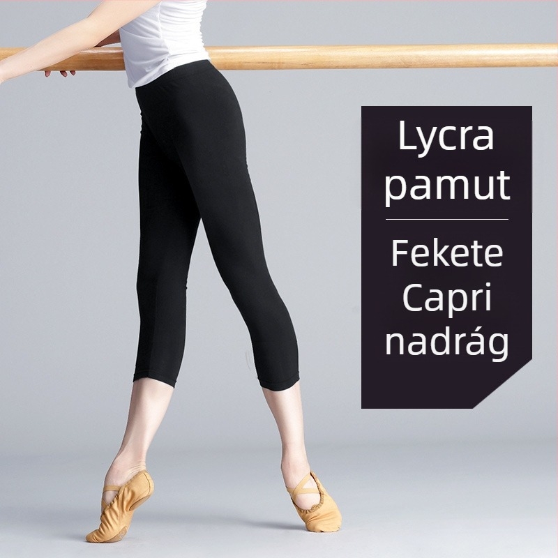 Női modern tánc capri nadrág, balethez és tánchoz, 95% pamut, egyszínű
