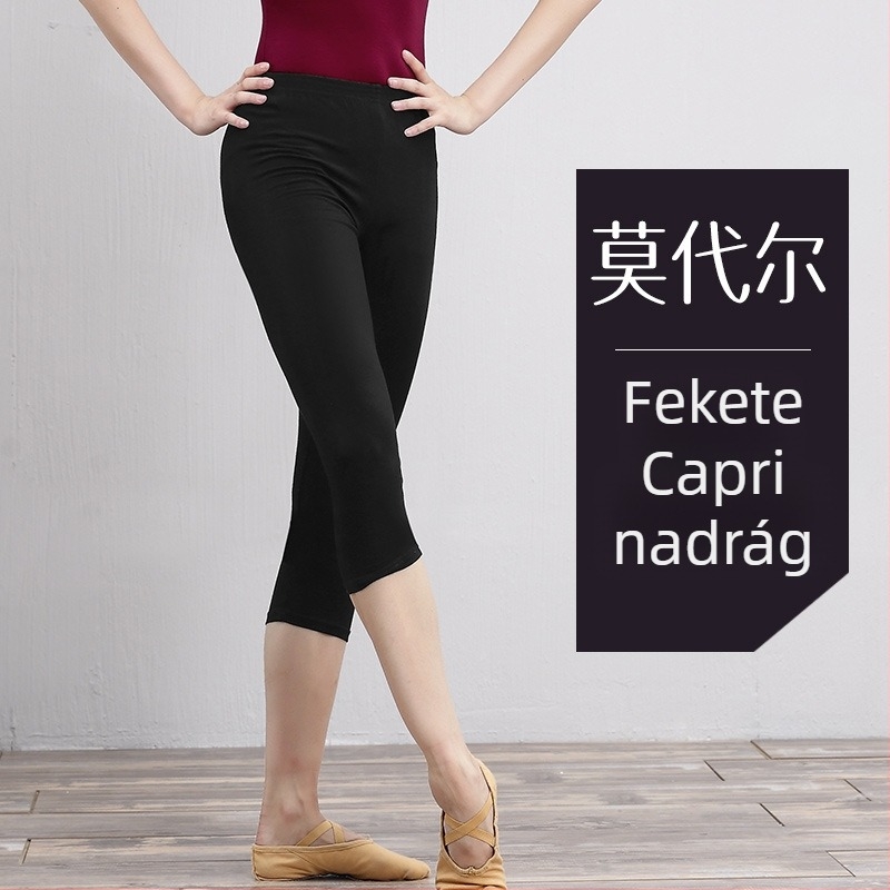 Női modern tánc capri nadrág, balethez és tánchoz, 95% pamut, egyszínű
