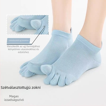 Női ötujjú zokni, pamutból, antibakteriális, nedvszívó, szagálló