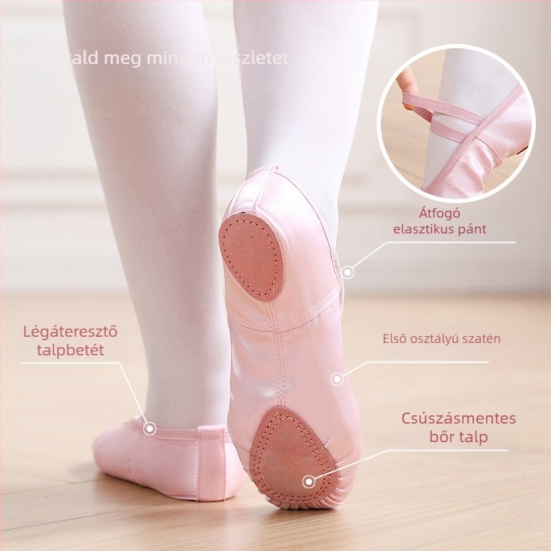 Balett tánc cipő, selyem felsőrésszel, légáteresztő és könnyű, lányoknak