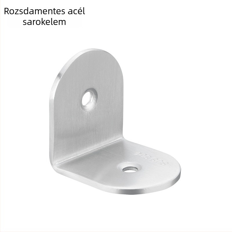 Rozsdamentes acél WC válaszfal csatlakozó, 90°-os derékszög, kefézett felület, két részes készlet