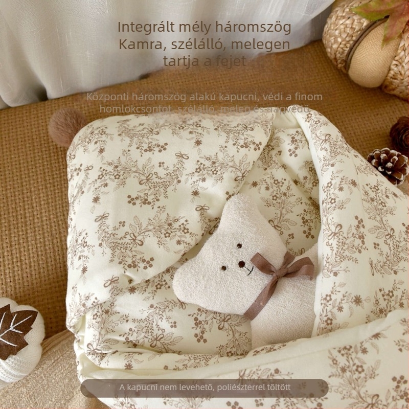 Újszülött téli takaró, 100% pamut quilt, töltet poliészter és pamut, 0.55-1.0 kg, levehető belső pamut réteg