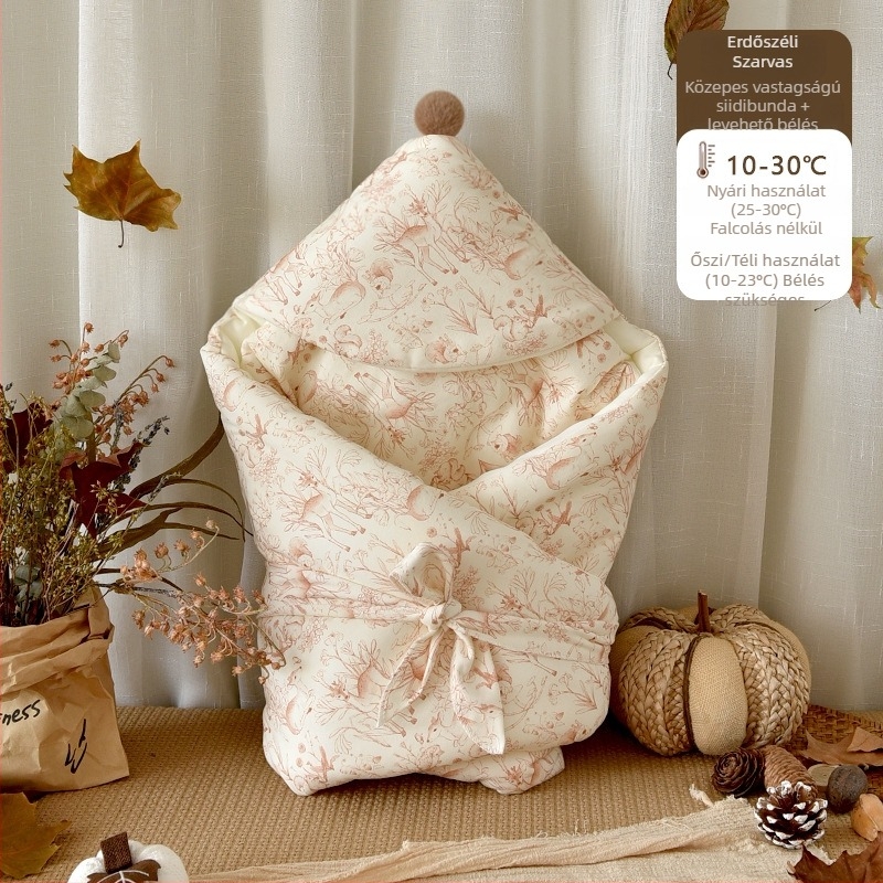 Újszülött téli takaró, 100% pamut quilt, töltet poliészter és pamut, 0.55-1.0 kg, levehető belső pamut réteg