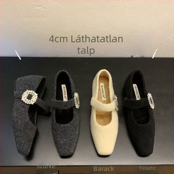 Női Mary Jane cipő, négyzetes orrú, velúr felsőrész, alacsony, vastag sarok, slip-on záródású, gumitalp