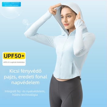 Női nyári széldzseki UPF50+, hűsítő anyag, kapucnival, rövid karcsú szabás