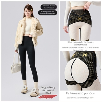 Nylon-Spandex jóga nadrág, magas derék, karcsú fazon, meleg, geometriai mintázat