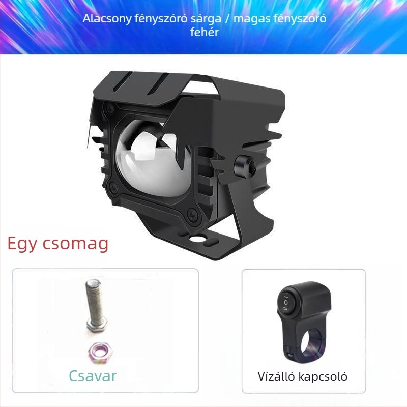 LED motorkerékpár lézeres reflektor, antifog funkcióval, külső szerelés