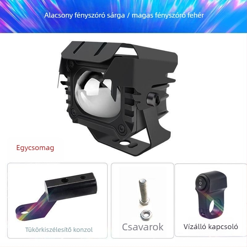 LED motorkerékpár lézeres reflektor, antifog funkcióval, külső szerelés