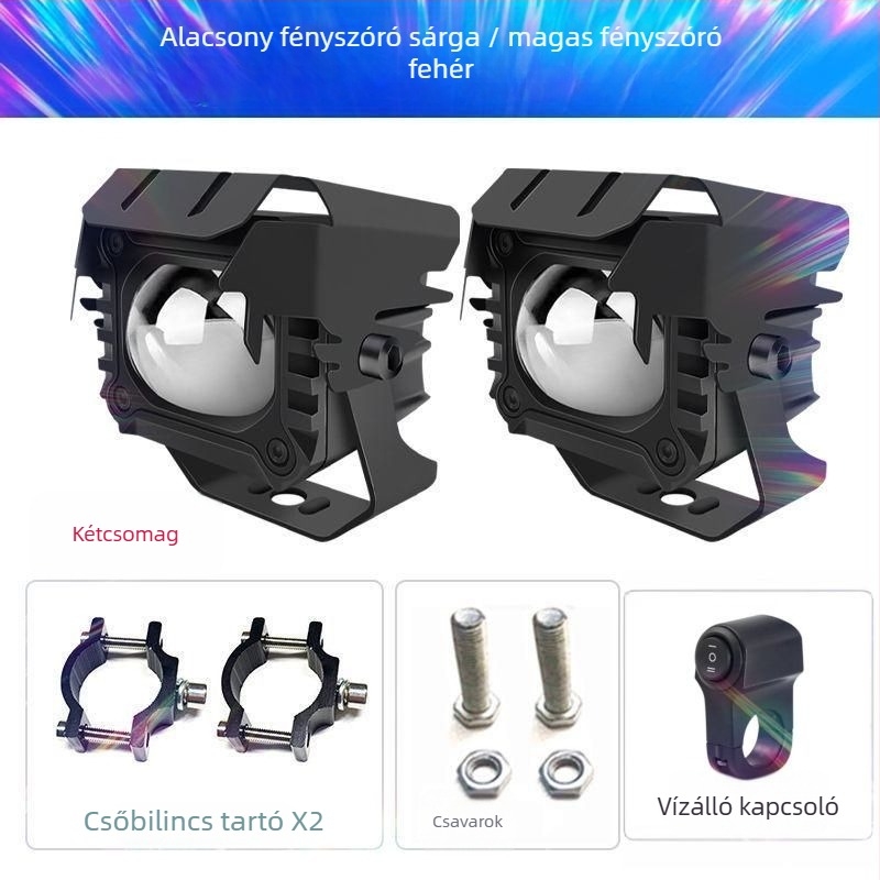 LED motorkerékpár lézeres reflektor, antifog funkcióval, külső szerelés