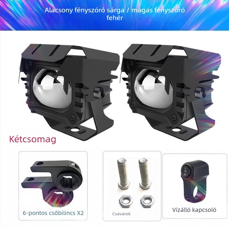 LED motorkerékpár lézeres reflektor, antifog funkcióval, külső szerelés