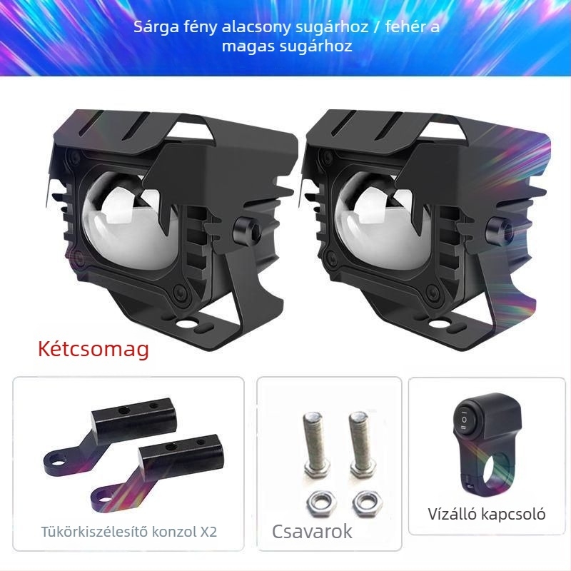LED motorkerékpár lézeres reflektor, antifog funkcióval, külső szerelés