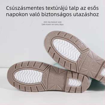 Női középmagas esőcsizmák PVC-ből, csúszásmentes talp, vízálló, slip-on, alacsony sarkú
