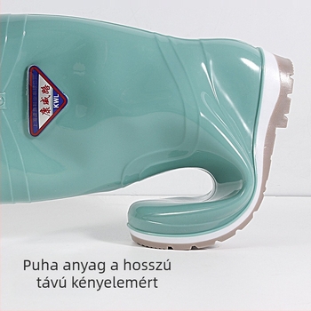 Női középmagas esőcsizmák PVC-ből, csúszásmentes talp, vízálló, slip-on, alacsony sarkú
