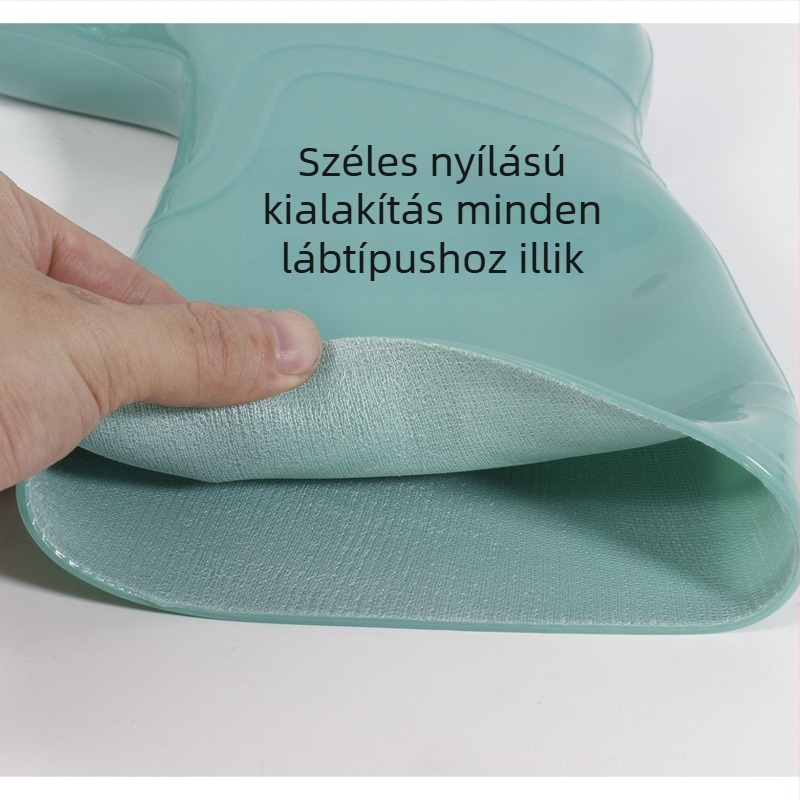 Női középmagas esőcsizmák PVC-ből, csúszásmentes talp, vízálló, slip-on, alacsony sarkú