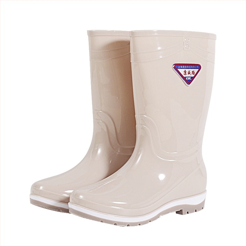 Női középmagas esőcsizmák PVC-ből, csúszásmentes talp, vízálló, slip-on, alacsony sarkú